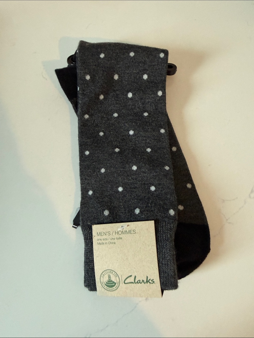 NWT Clarks Men’s Charcoal Gray Dot Dress Socks